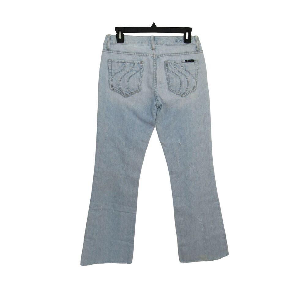 Seven7 Boot Cut Jeans Size 28 Low Rise Distressed Light Wash
